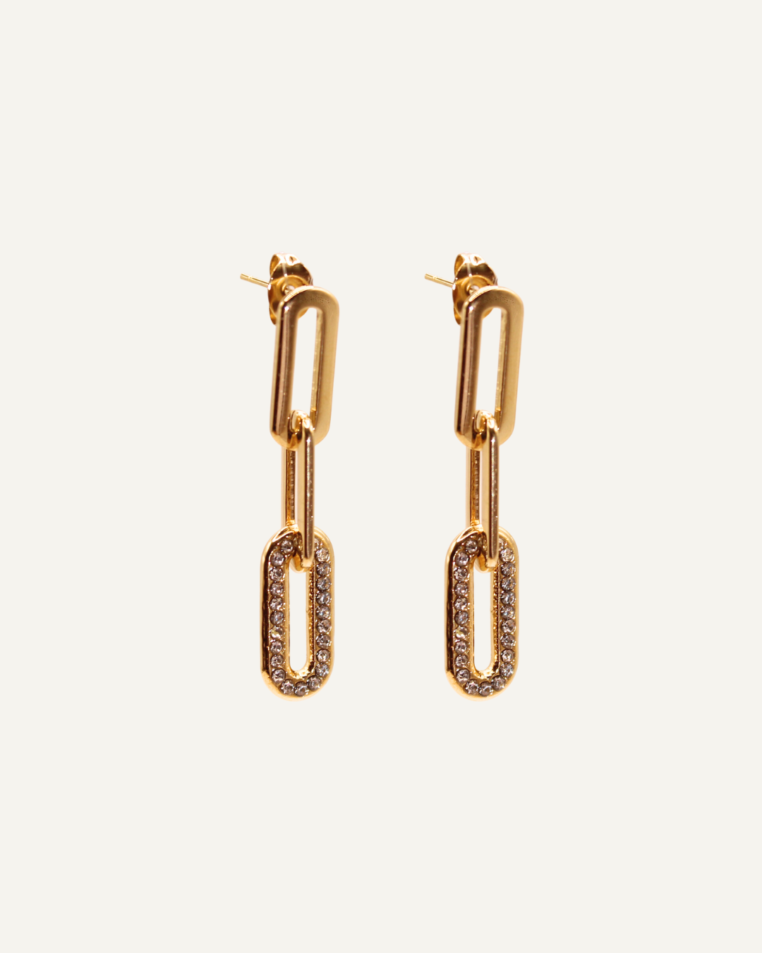 Ambre | Boucles d'oreilles en acier inoxydable et zircons