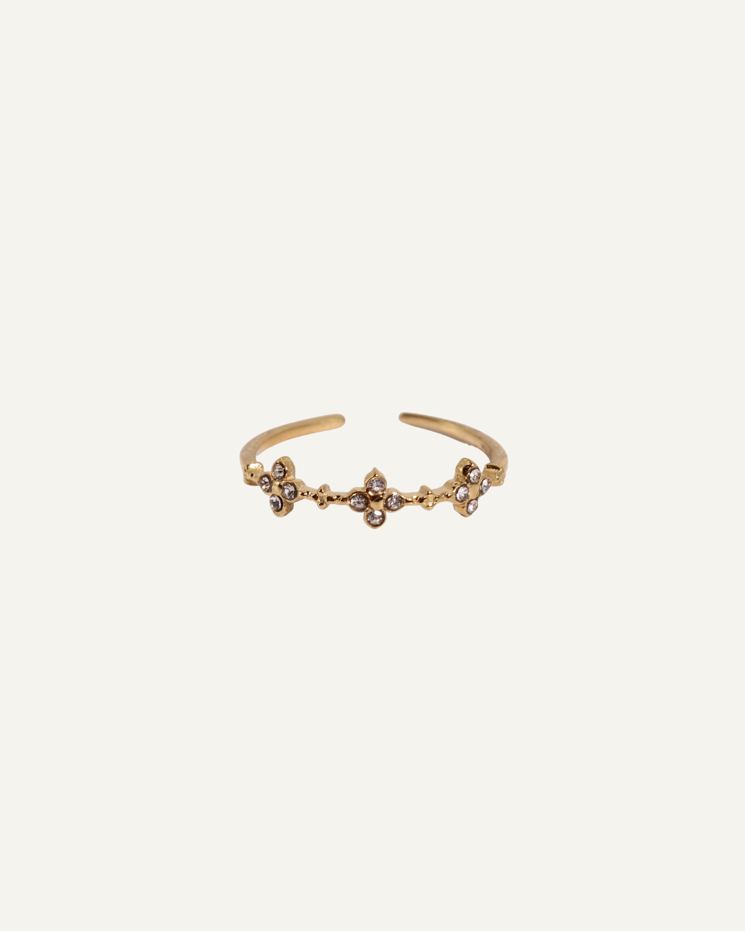Céleste | Bague en acier inoxydable et zircons