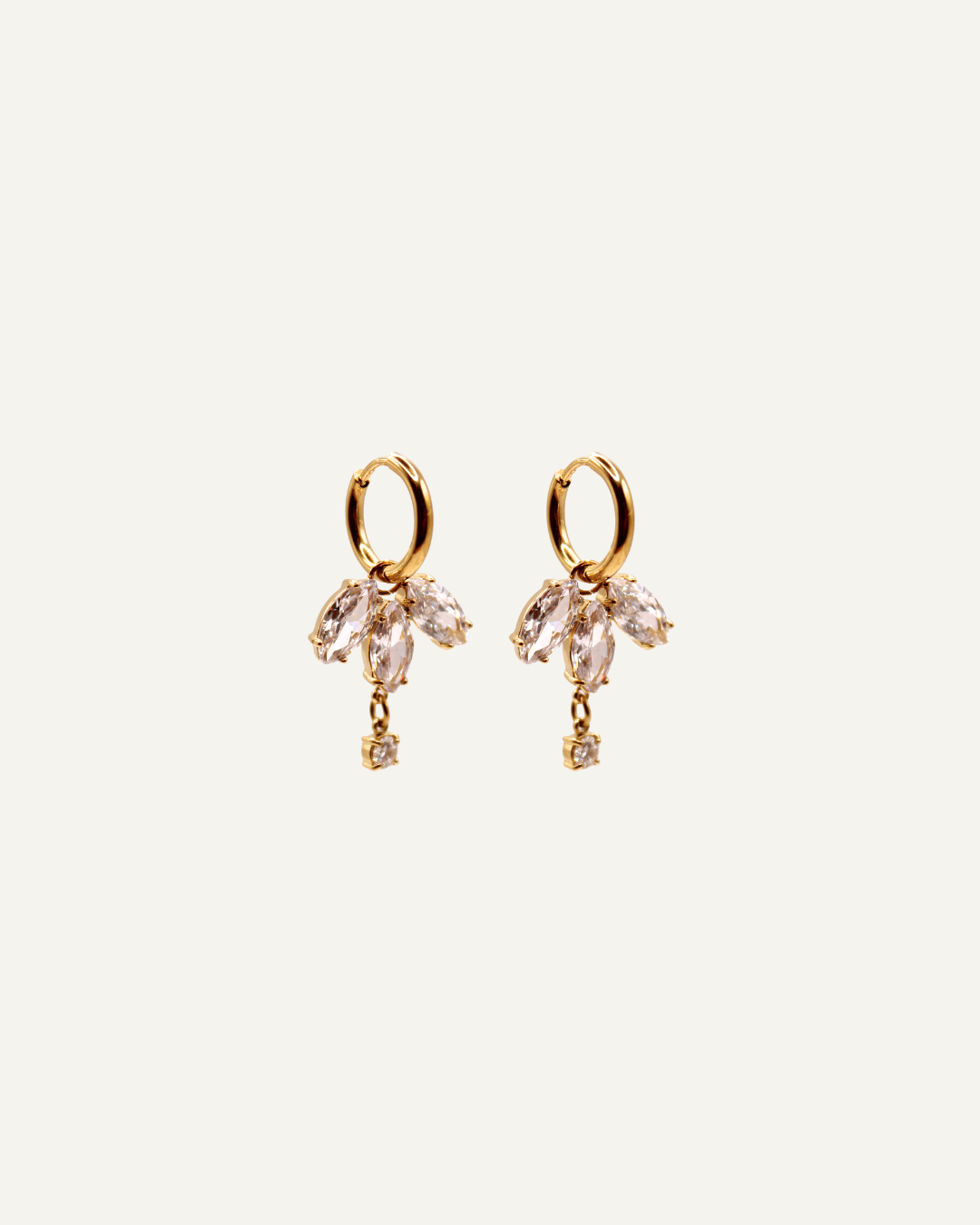Dahlia | Boucles d'oreilles en acier inoxydable et zircons