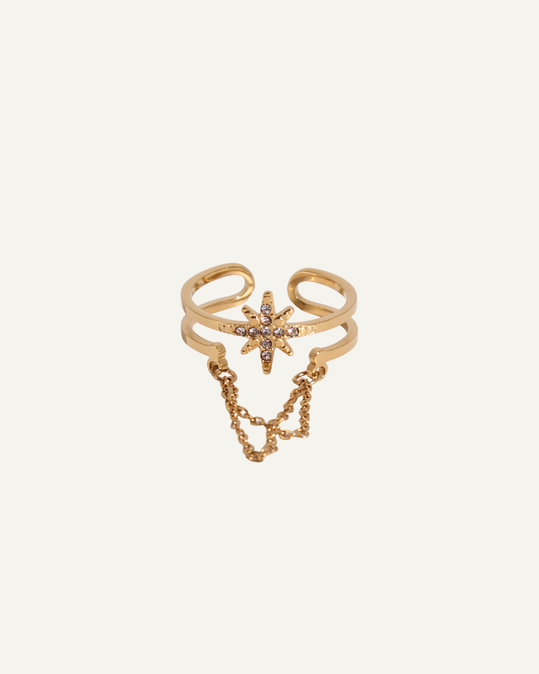 Oriane | Bague en acier inoxydable et zircons