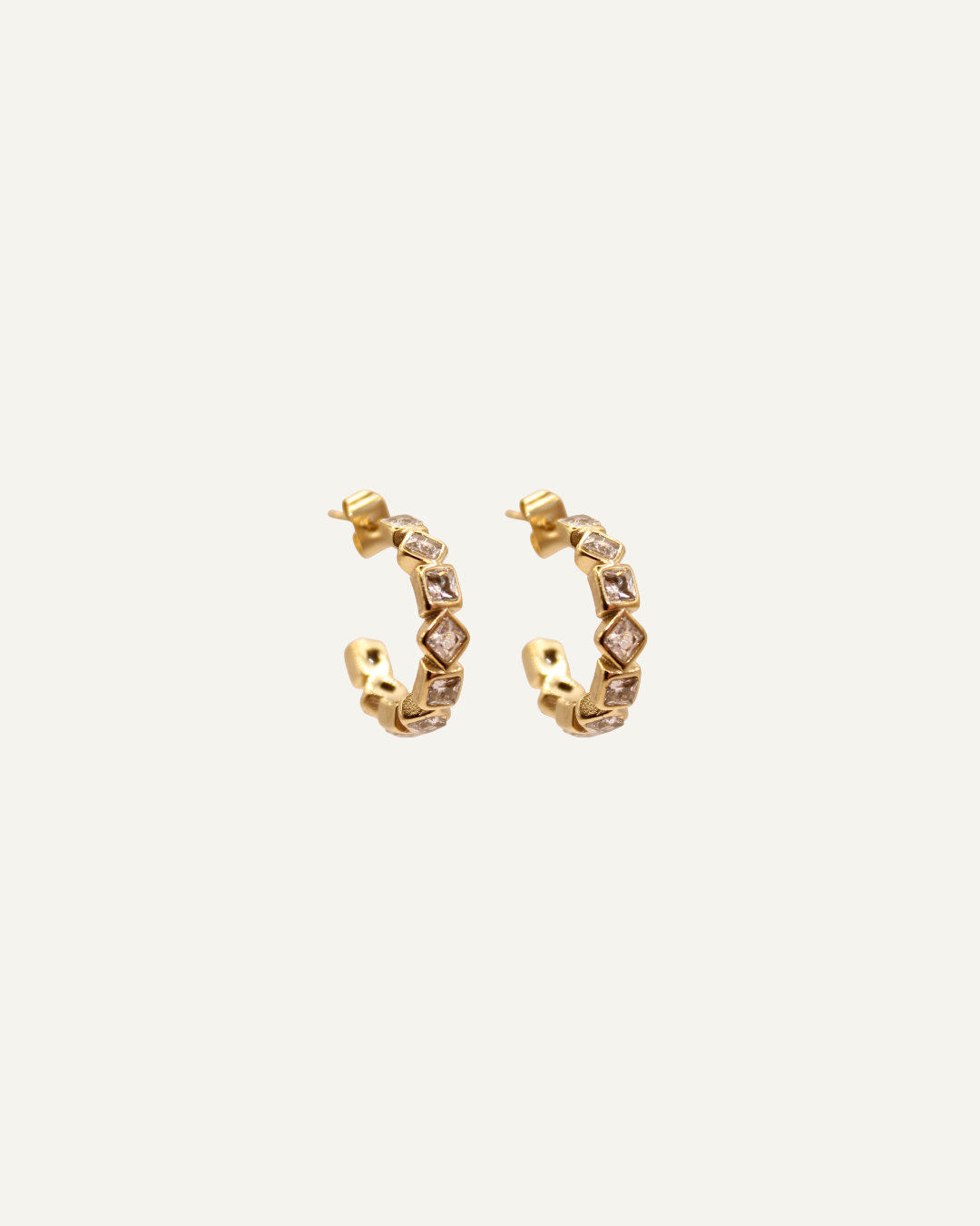 Princess | Boucles d'oreilles en acier inoxydable et zircons