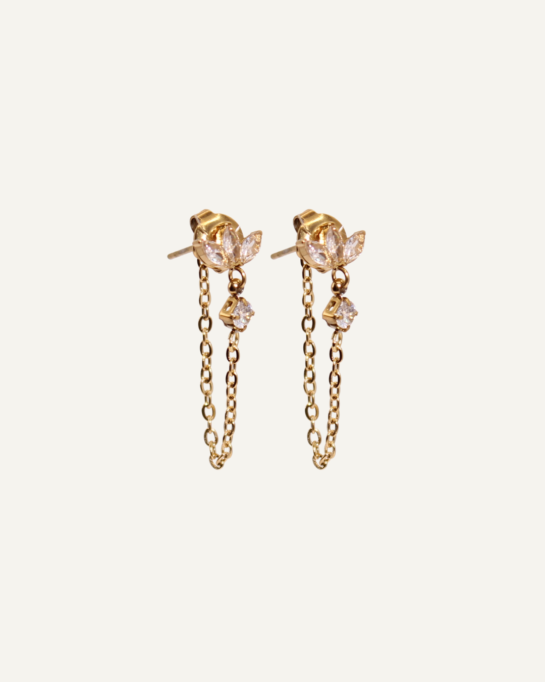 Rosa | Boucles d'oreilles en acier inoxydable et zircons