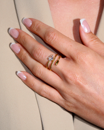 Mani | Bague en acier inoxydable et zircons