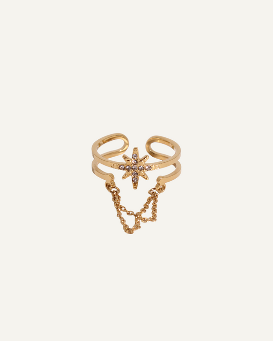 Oriane | Bague en acier inoxydable et zircons