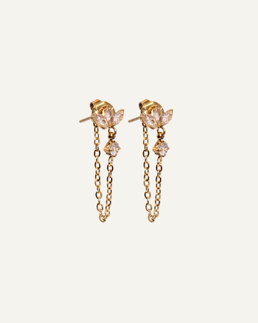 Rosa | Boucles d'oreilles en acier inoxydable et zircons